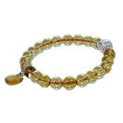 Bracelet en Pierres Boules 8 mm en Citrine et Coeur 12 mm