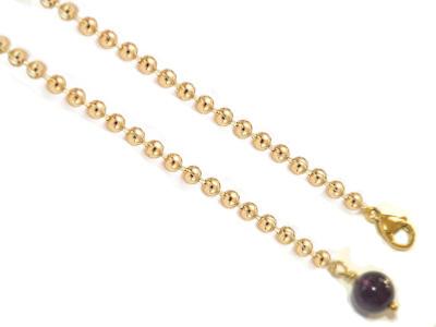 Chaîne à Billes Pour Pendule en Acier inoxydable Dorée et Perle en Améthyste de 8mm
