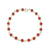 Bracelet en Argent Perles Rondes en Cornaline de 4mm