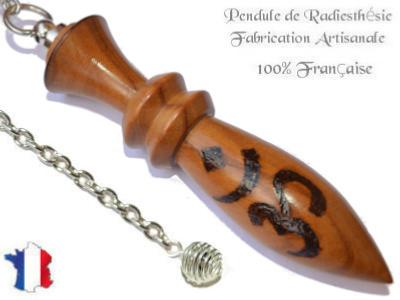 Pendule Egyptien Plombé en Bois d'Olivier Pyrogravé OM Pièce Unique N°EGOLPLOM-3