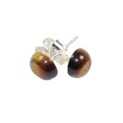 Oeil de Tigre Puces d'Oreilles Cabochons Ronds 8 mm et Argent 925