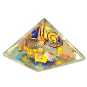 Orgonite Pyramide de 3 cm Pierre Multicolore et Spirale de Cuivre