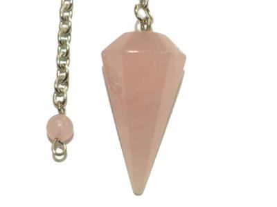 Pendule Cône facetté en Quartz Rose