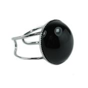 Bague Cabochon Rond en Agate Noire Harmony