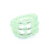 Bague Spirale Pierres Boules d'Aventurine Verte (4 mm) Perles Argent 925