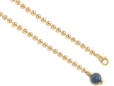 Chaîne à Billes Pour Pendule en Acier inoxydable Dorée et Perle en Lapis Lazuli de 8mm