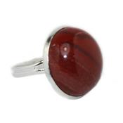 Bague Cabochon Pierre Ronde en Jaspe Rouge 18 mm