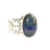 Bague Style Baroque en Lapis Lazuli Cabochon Ovale 18x13 mm