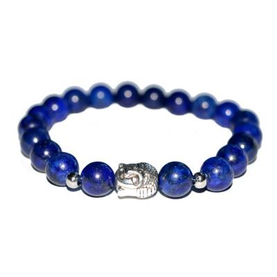 Bracelet en Pierres Boules de Lapis Lazuli 8 mm et Bouddha