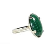 Bague Cabochon Ovale en Malachite 18x13 mm et Argent 925