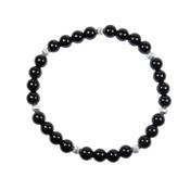 Bracelet en Pierres Boules d'Obsidienne Oeil Celeste (6 mm) Perles Argent 925