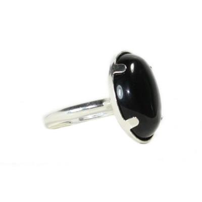 Bague Cabochon Ovale en Obsidienne Oeil Celeste 18x13 mm et Argent 925