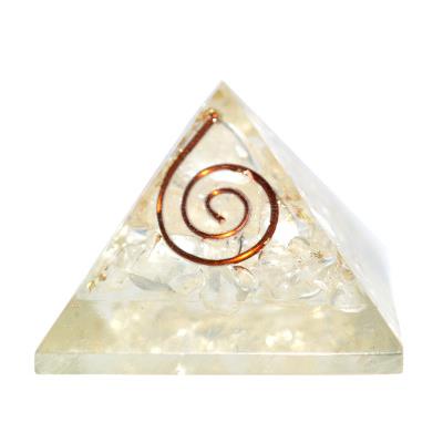 Orgonite Pyramide de 3 cm Pierre de Cristal de Roche et Spirale de Cuivre