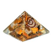 Orgonite Pyramide de 3 cm Pierre d'Oeil de Tigre et Spirale de Cuivre