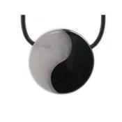 Pendentif Yin Yang (2 cm) Pierre Quart Rose et Hmatite