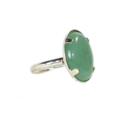 Bague Cabochon Ovale en Aventurine Verte 25x18 mm sur Argent 925