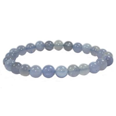 Bracelet en Pierres Boules de Calcédoine Bleue (8 mm)