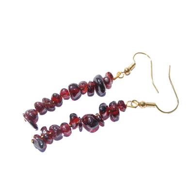 Boucles d'Oreilles en Grenat Rouge Style Baroque