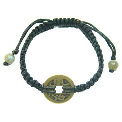 Bracelet Pièce Chinoise Pierre Boule en Labradorite