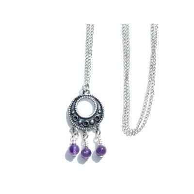 Sautoir Femme Pierres Boules d'Amethyste 6 mm Collection Emma