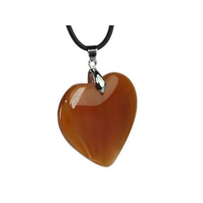 Pendentif Coeur en Cornaline 4 cm (Bélière Argentée)