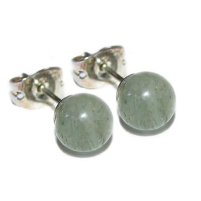 Labradorite Puces d'Oreilles Rondes 6 mm et Argent 925