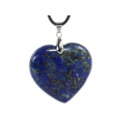 Pendentif Coeur en Lapis Lazuli 4 cm (Bélière Argentée)