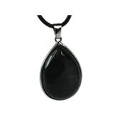 Pendentif Goutte Pierre en Obsidienne Oeil Céleste Cerclé