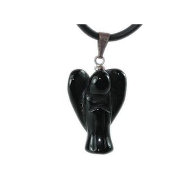 Agate Noire Pendentif Ange en Pierre (2 cm)