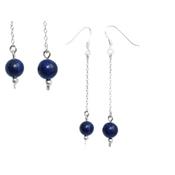 Boucles d'Oreilles Pierre Boule en Lapis Lazuli (8 mm) Monture Chainette Argent 925