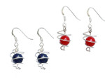 Boucles d'Oreilles Pierres Boules Spirales Argent 925