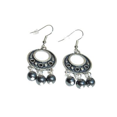 Boucles d'Oreilles Pierres Boules d'Hematite 6 mm Collection Emma