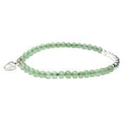 Bracelet en Pierres Boules d'Aventurine Verte 4 mm Perles et Coeur en Argent 925