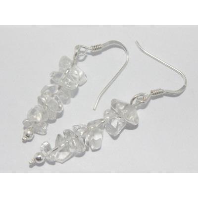 Boucles d'Oreilles en Cristal de Roche et Argent 925 Style Baroque