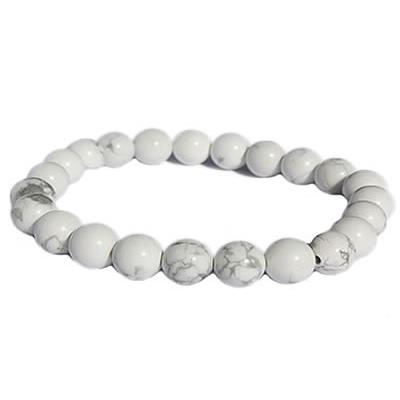 Bracelet en Pierres Boules d'Howlite Blanche (8 mm)