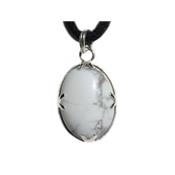 Howlite Blanche Pendentif Cabochon Pierre Ovale 18X13 mm et argent 925