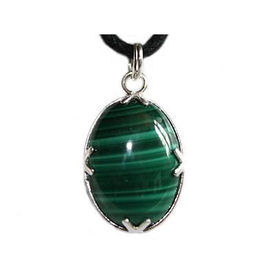 Malachite Pendentif Cabochon Pierre Ovale 18x13 mm et Argent 925