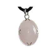 Quartz Rose Pendentif Cabochon Pierre Ovale 18X13 mm et argent 925