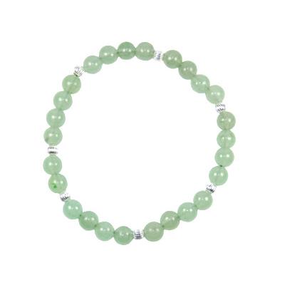 Bracelet en Pierres Boules d'Aventurine Verte (6 mm) Perles en Argent 925