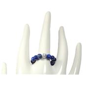 Bague en Pierres Boules de Lapis-Lazuli (4 mm) Perles Argent 925