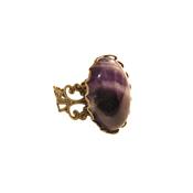 Bague Style Baroque en Amthyste Cabochon Ovale 25x18 mm