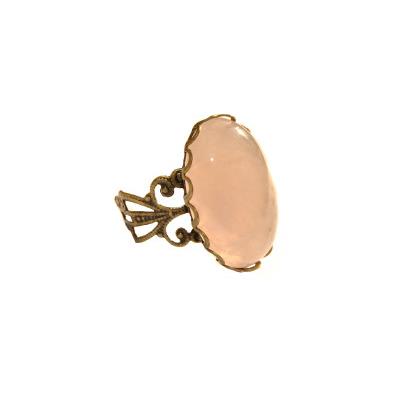 Bague Style Baroque en Quartz Rose Cabochon Ovale 25x18 mm