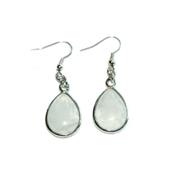 Boucles d'Oreilles Goutte Pierre en Cristal de Roche Cercl