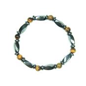 Bracelet Hématite et Pierres Boules d'Oeil de Tigre (6 mm)