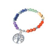 Bracelet 7 Chakras en Pierre Boule 6 mm Arbre de Vie