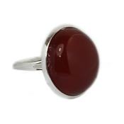 Bague Cabochon Pierre Ronde en Cornaline 18 mm