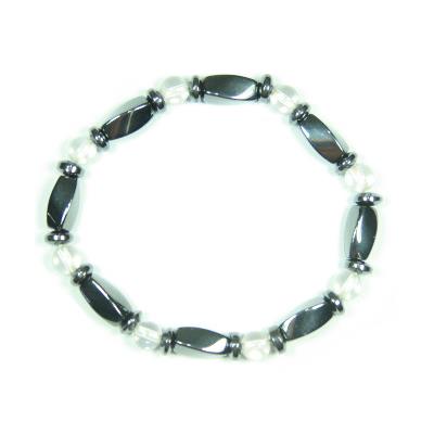 Bracelet Hématite et Pierres Boules de Cristal de Roche (6 mm)