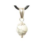 Pendentif Pierre Boule de 8mm en Howlite Blanche Montage et Blire en Argent 925