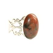 Bague Style Baroque en Jaspe Breschia Cabochon Ovale 18x13 mm