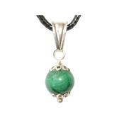 Pendentif Pierre Boule de 8mm en Malachite Montage et Bélière en Argent 925